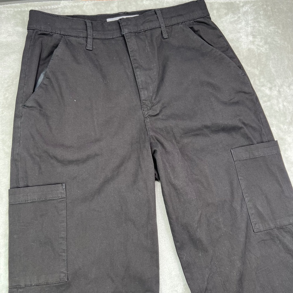 Joe's Jeans Cargo Pants Womens 28 Black Solid Wide Leg Relaxed‎ Utility Trousers